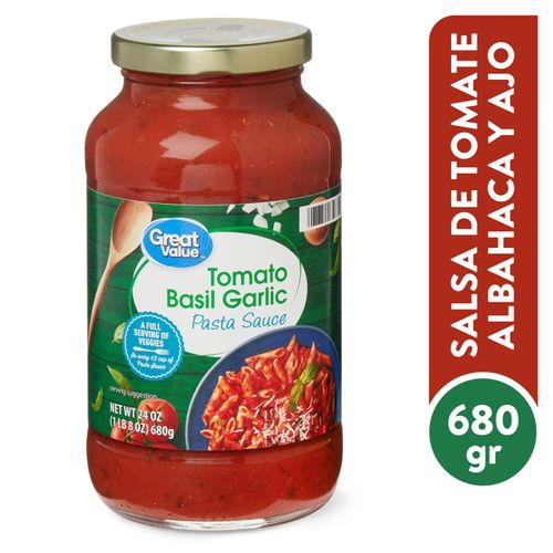 Salsa Great Value tomate albahaca y ajo - 680 g