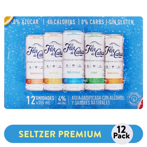 12 Pack  Flor de Caña Premium Hard Seltzer Fitzer -355ml