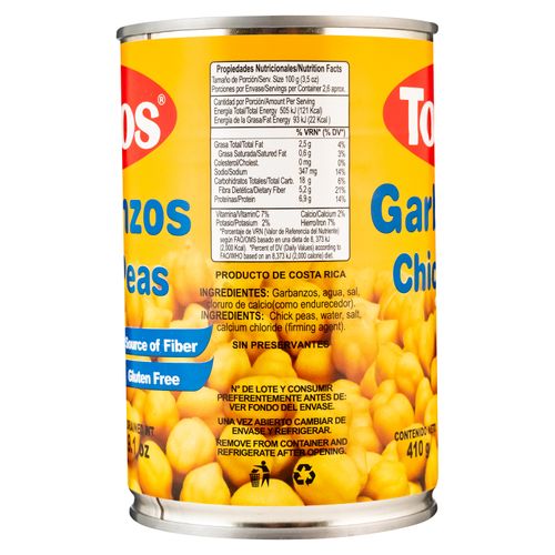 Garbanzos Toños Sin Preservantes - 260Gr