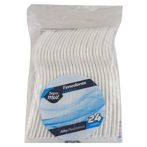 Tenedor Plásticos Super Max Desechable- 24 Unidades