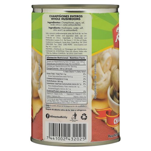 Hongos Richly enteros en lata - 425 g