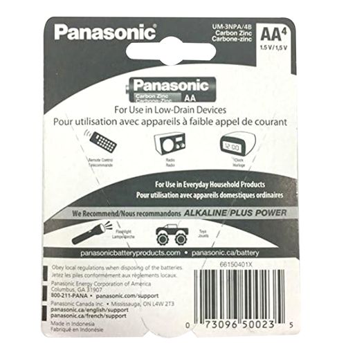 Batería Panasonic Zinc Carbon AA - 4 Unidades