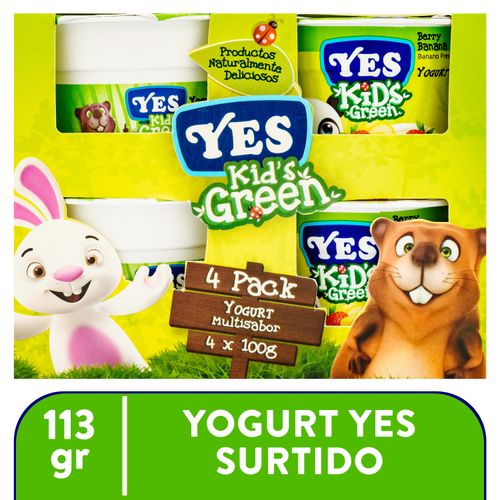 4 Pack Yogurt Yes Kids Green Surtido - 400gr