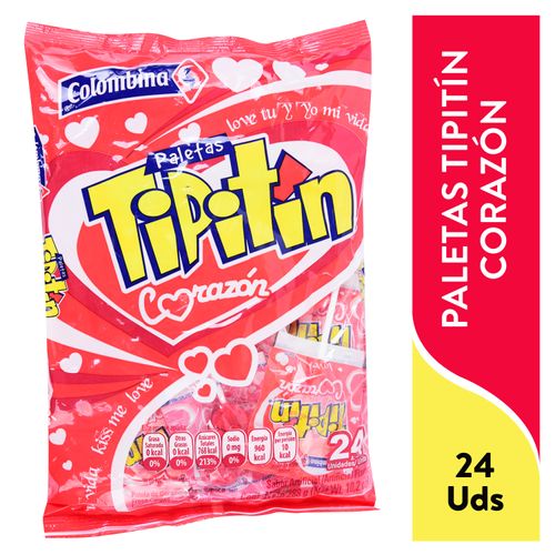 Paleta Colombina Tipitin  De Corazon  24 Unidades- 288gr