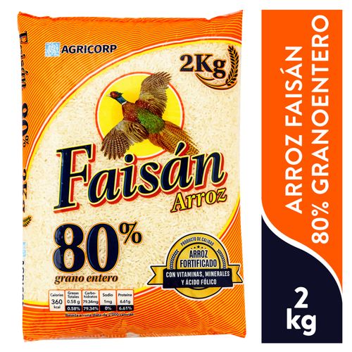 Arroz blanco Faisán 80% grano entero - 2000 g