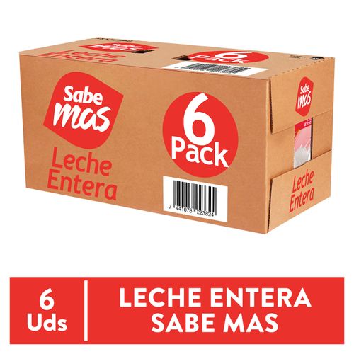 Leche entera Sabemas caja, 6 pack - 6 L
