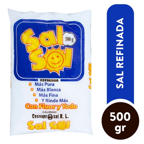 Sal Sol refinada con yodo y fluor bolsa - 500 g