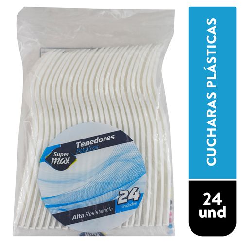 Tenedor Plásticos Super Max Desechable- 24 Unidades