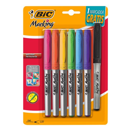 Marcador Permanente Bic Color Collection- 6 Unidades