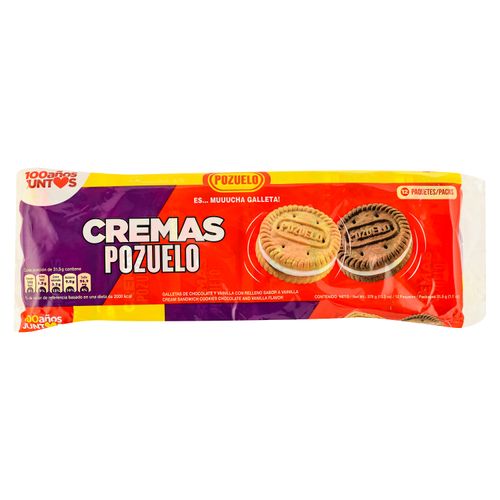 Galletas Cremas Pozuelo con Relleno de Vainilla