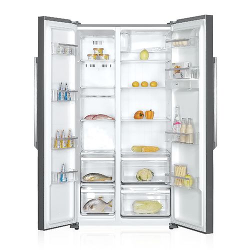 Refrigeradora No Frost Side By Side Oster 521lt 18.4pc Silver 2 Puertas Luz Led Dispensador de Agua Manija Externa Display Exterior