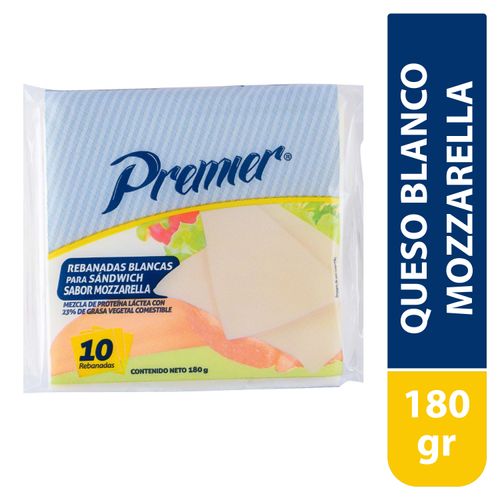 Queso Blanco Mozzarella Rebanadas  Premier - 180gr