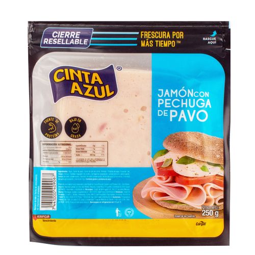 Jamón De Pechuga Light Cocido Cinta Azul Pavo - 250 g