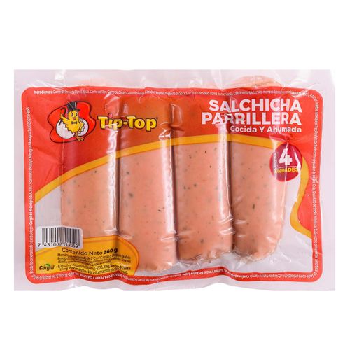 Salchicha Parrillera Tip Top 4 Unidades -360gr