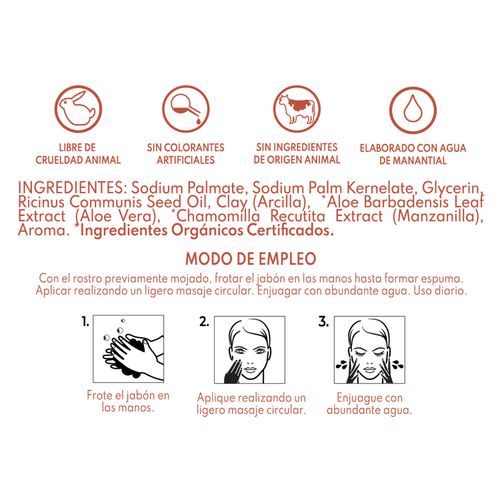 Jabón Facial Matificante Bioland Barra Arcilla - 110 g