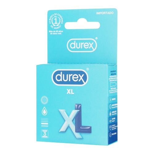 Condones Durex XL Látex Natural Lubricante A Base De Silicona - 3Uds