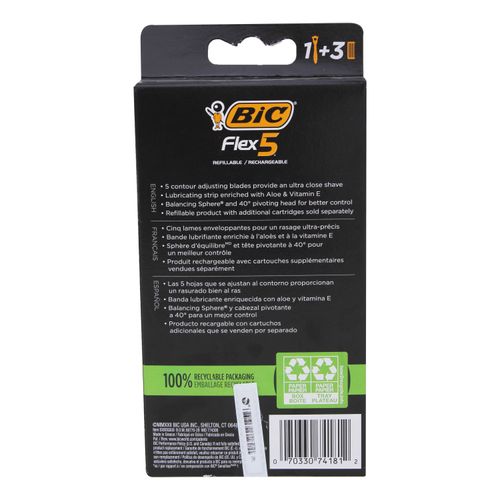 Rasuradora Bic cuchillas flexibles recargable - 4 Pzas