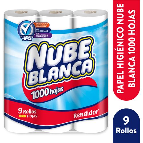 Papel higiénico Nube Blanca 1000 hojas - 9 uds