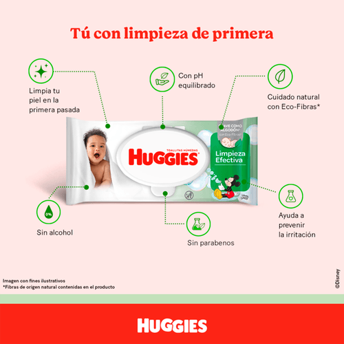 Toallas Húmedas Huggies Limpieza Efectiva, Control De Olores - 120Uds