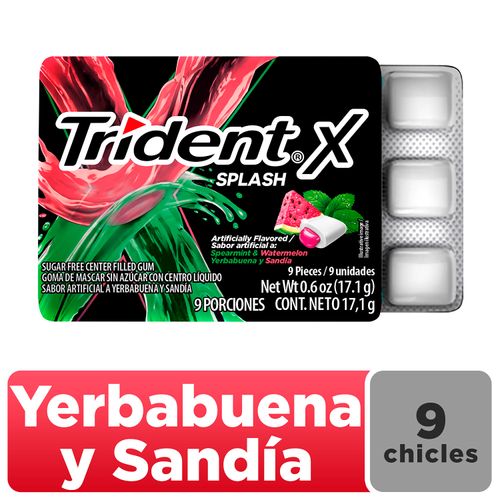 Goma Mascar Trident Splash Yerbabuena Y Sandía - 17.1g