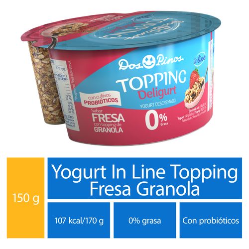 Yogurt Dos Pinos In Line Topping Fresa - 170 gr