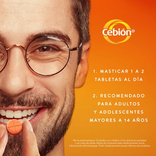 Tabletas Masticables Cebión Vitamina C, Sabor Mandarina - 500mg