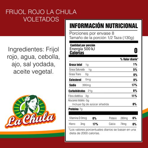 Frijoles La Chula rojos volteados - 1000 g