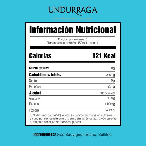 Vino blanco Undurraga sauvignon blanc - 750 ml