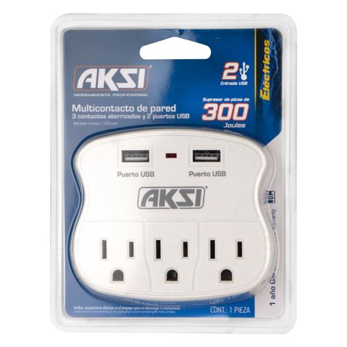 Multicontacto De Pared 3 Tomas 2 Usb