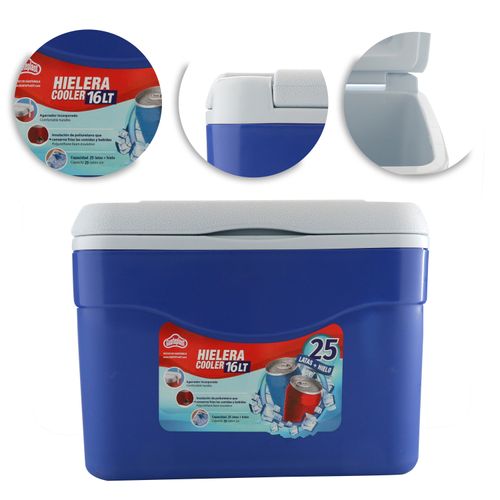 Hielera Guateplast polar color azul capacidad 16 L
