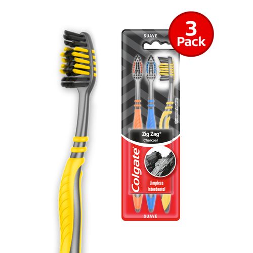 Cepillo Dental Colgate ZigZag Charcoal Infusión de Carbón 3 Pack