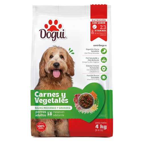 Alimento Dogui Perro Adulto Sabor Pollo, Carne Y Vegetales, 18 Meses En Adelante - 4kg