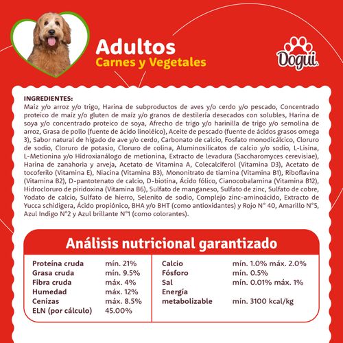 Comida Dogui Prro Perro Adulto Sabor Pollo, Carne Y Vegetales, 18 Meses En Adelante - 2kg