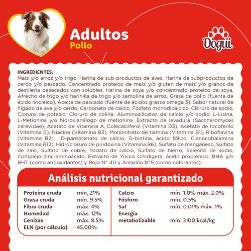 Alimento Dogui Perro Adulto Sabor Pollo Y Arroz, 18 Meses En Adelante - 4kg