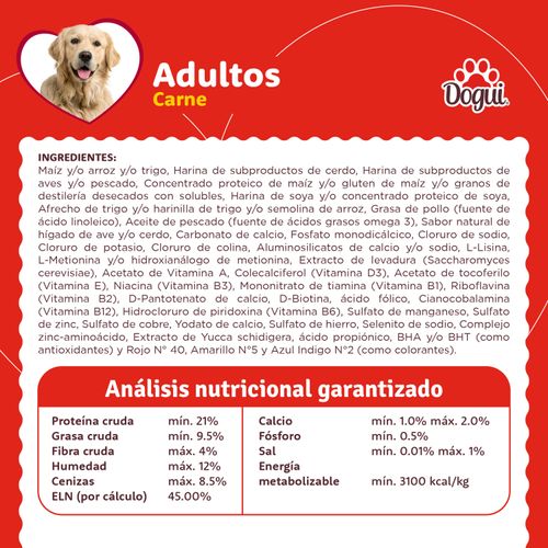 Alimento Dogui Perro Adulto Sabor Carne Y Arroz, 18 Meses En Adelante - 2kg