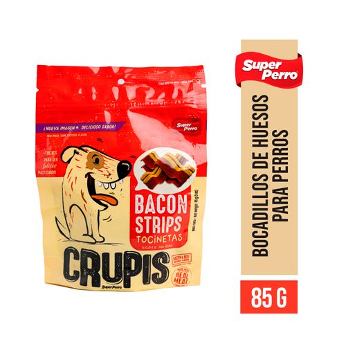 Snack Crupis Super Perro Bacon Strips Tocineta - 85gr