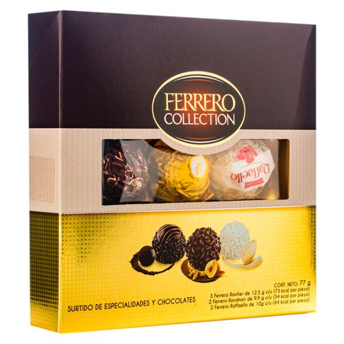 Caja de chocolates Ferrero colección de rafaello rocher y rondnoir 7 uds- 77 g