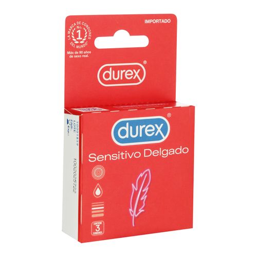 Condones Durex Sensitivo Delgado Látex Natural, Lubricante A Base De Silicona - 3Uds