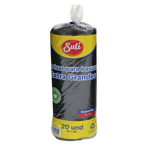 Bolsa Para Basura Suli Color Negro Rollo Xg -20 Unidades