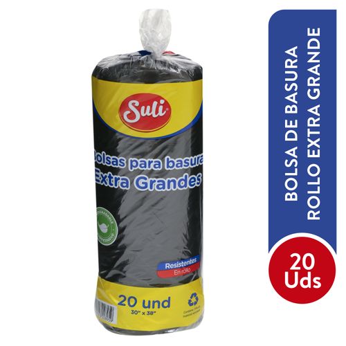 Bolsa Para Basura Suli Color Negro Rollo Xg -20 Unidades