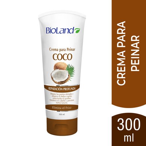 Crema BioLand  Para Peinar Coco Reparación Profunda -300ml