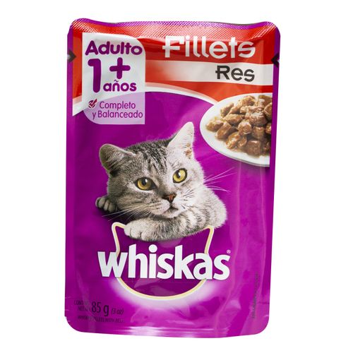 Alimento húmedo Whiskas pouch para gato sabor res - 85 g