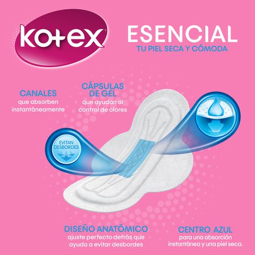 Toallas Femeninas Kotex Esencial Normal Con Alas - 10Uds