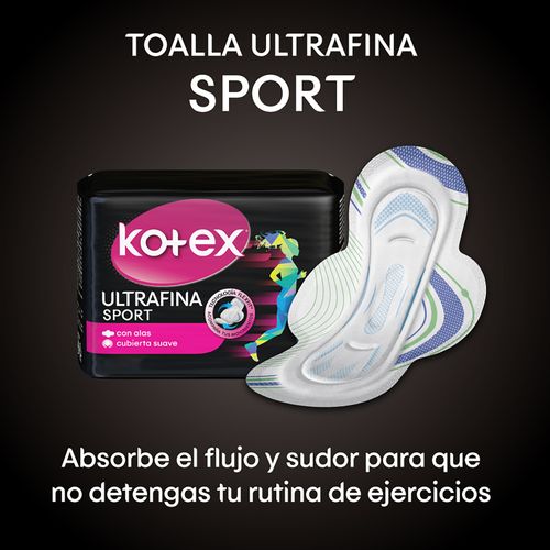 Toallas Femeninas Marca Kotex Sport Ultradelgadas Con Alas - 14Uds