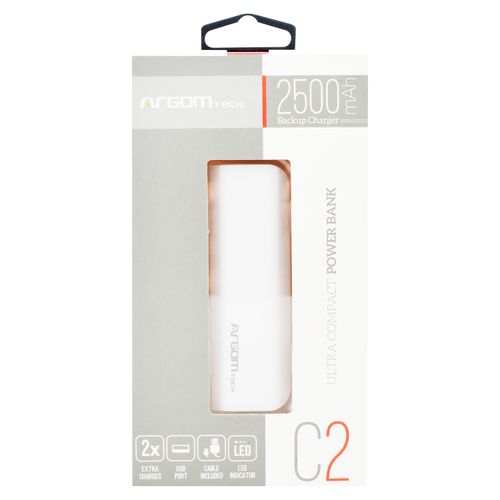 Powerbank Argom ARGPB1130WT conector usb 2500 mAh