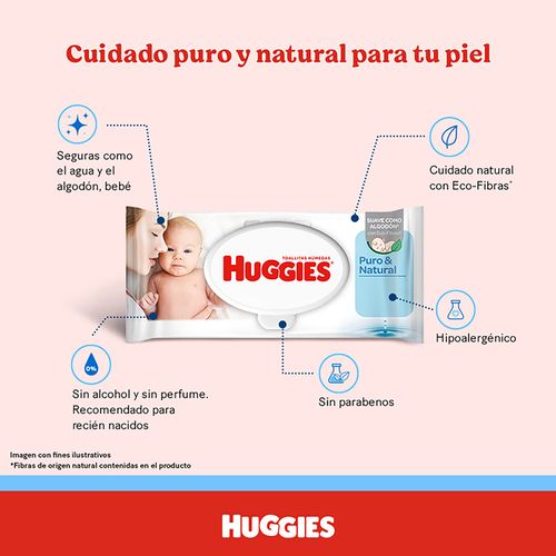Toallas Húmedas Huggies Puro y Natural - 80 Unidades