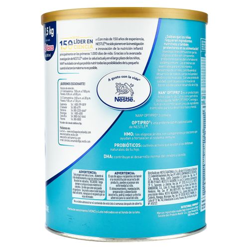 Alimento Lácteo Nan® Optipro® 3 Lata, Con Acetites Vegetales, Vitaminas, Hierro Y Probióticos - 1.5kg