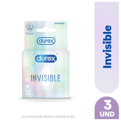 Condones Marca Durex Invisible Regular Látex Natural, Lubricante A Base De Silicona - 3Uds