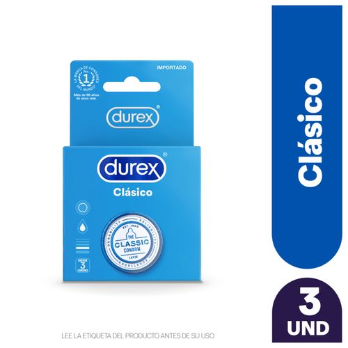 Condones Durex Clásico Látex Natural, Lubricate A Base De Agua - 3Uds