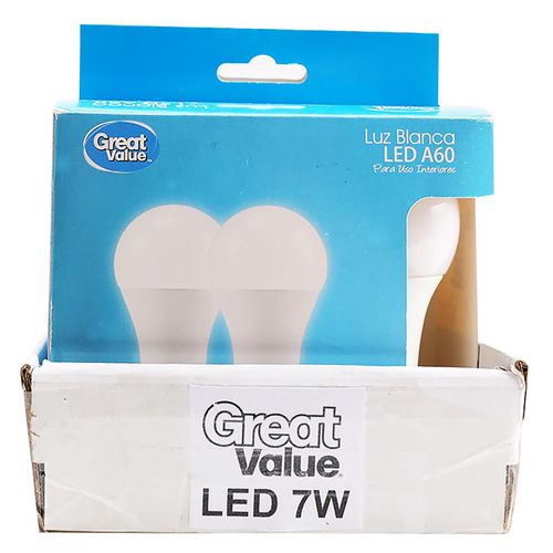 2 Pack Bombillo Great Value Led Luz Blanca - 7 Watts